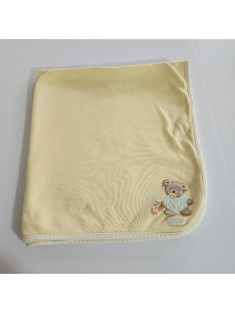 Vtg  Carter's baby blanket yellow teddy bear with pacifier